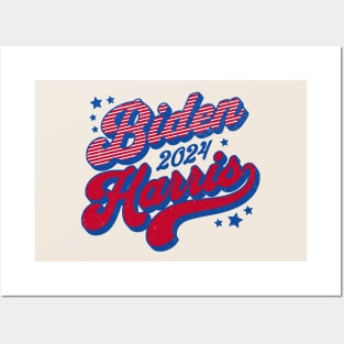 Biden Harris 2024 Groovy Retro Election 2024 Red White Blue Posters and Art